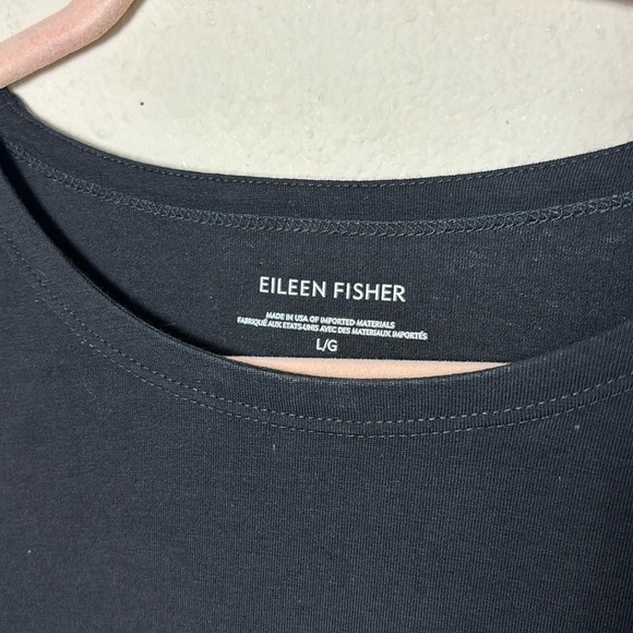 Eileen Fisher Black Midi Stretch Jersey Dress Jewel Neck size large - Picture 3 of 8